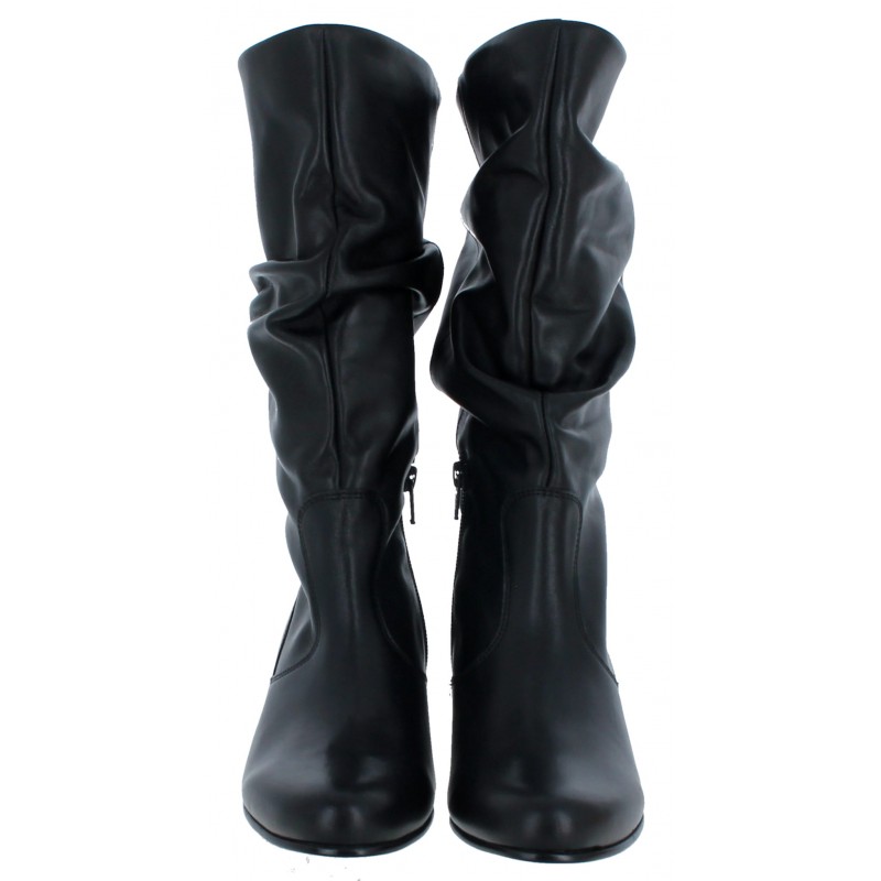 Black mid calf boots hot sale flat